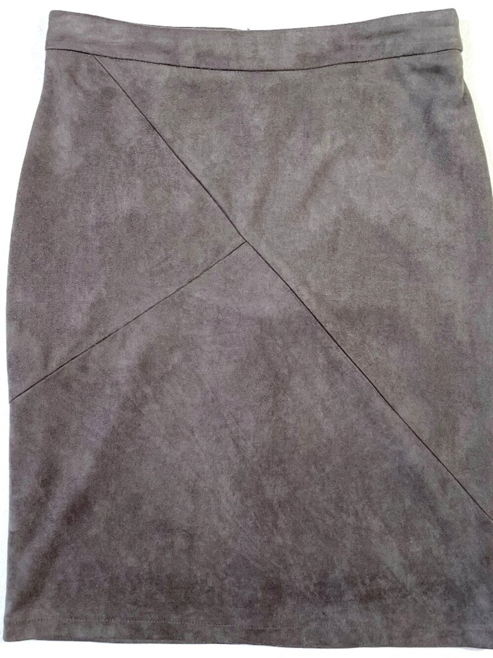 41 Hawthorn Marquetta Faux Suede Pencil Skirt Gray Lined Stretch Size M